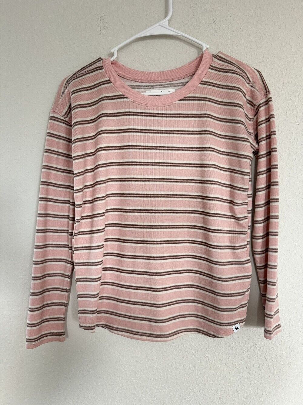 Abercrombie Kids Size 13/14 Pink Striped Extra Soft Long Sleeve T Shirt Knit Top